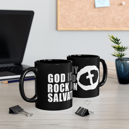 Black Rock and Salvation 11oz Mug with Grey and White Graphic