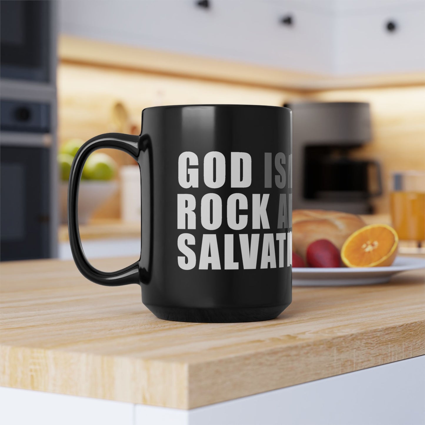 Black Rock and Salvation 15oz Mug with Grey and White Graphic