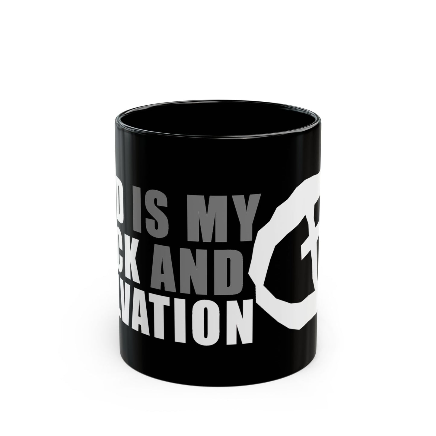 Black Rock and Salvation 11oz Mug with Grey and White Graphic