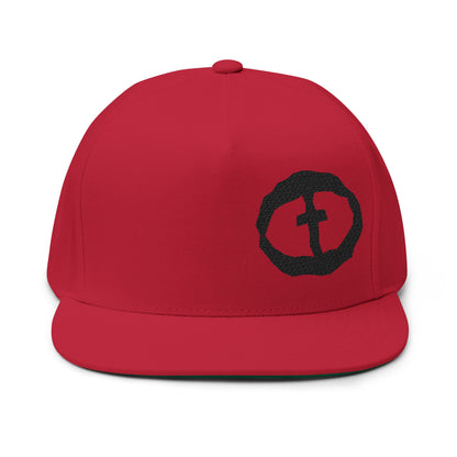 Flat Bill Snapback Cap - Offset Black Rock and Salvation