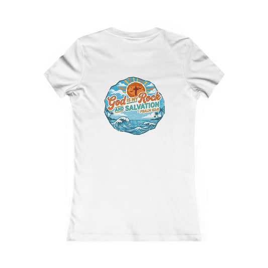 Waves and Palm Trees Women's Cotton Lightweight Tee - White