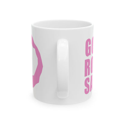 White Rock and Salvation 11oz Mug with Pink and Grey Graphic