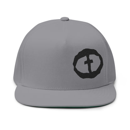Flat Bill Snapback Cap - Offset Black Rock and Salvation
