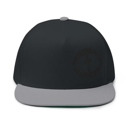 Flat Bill Snapback Cap - Offset Black Rock and Salvation