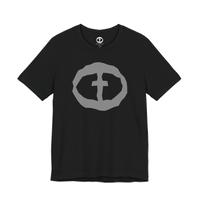 Front view of the black Men's Rock and Salvation Front Graphic Tee.