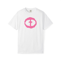Front view of the white Women's Heavyweight Front Graphic Tee.