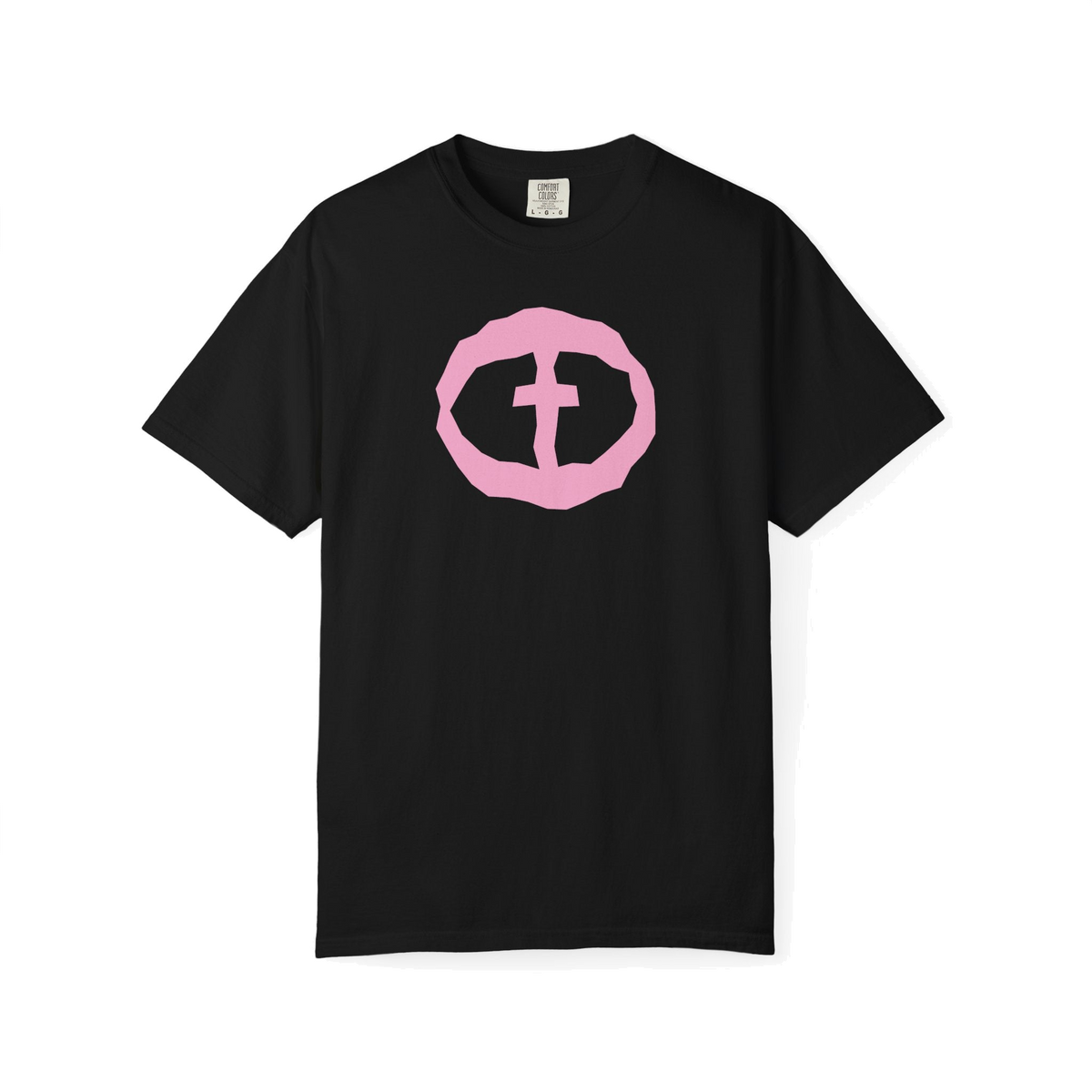 Front view of the black Women's Heavyweight Front Graphic Tee.