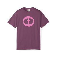 Front view of the berry Women's Heavyweight Front Graphic Tee.