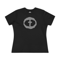 Front view of the black Women's Rock and Salvation Front Graphic Tee.