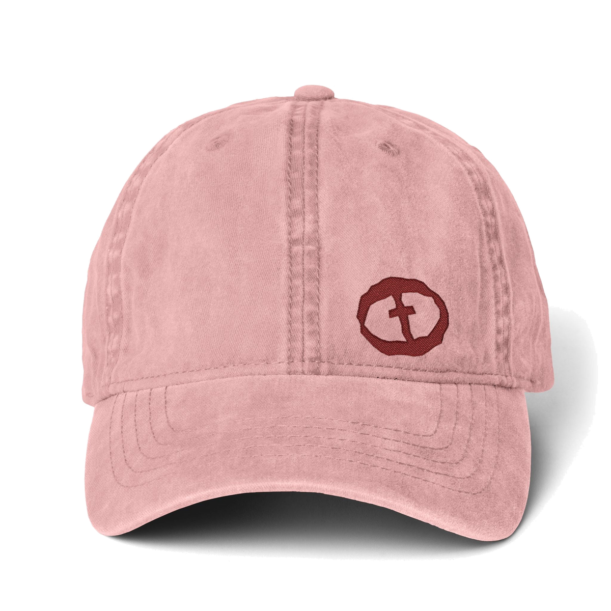 Front view of the dusty pink / floral Cassie Women's Ponytail Cap Small Graphic - Pink.