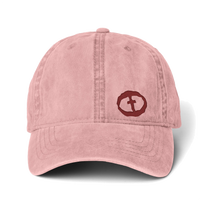 Front view of the dusty pink / floral Cassie Women's Ponytail Cap Small Graphic - Pink.