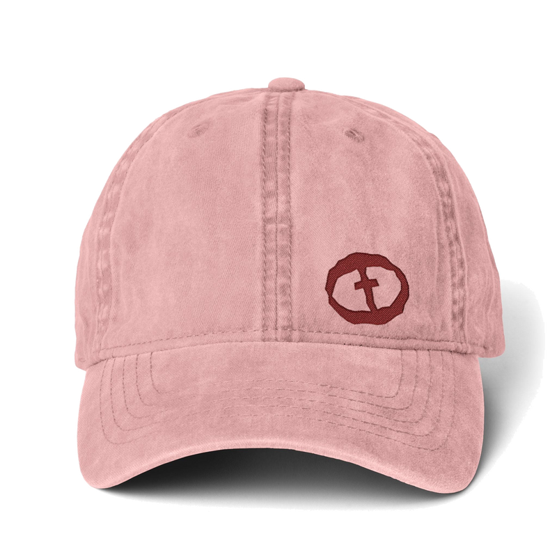 Front view of the dusty pink / floral Cassie Women's Ponytail Cap Small Graphic - Pink.