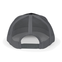 Back view of the black / charcoal Richardson 112 Cap Small Graphic - Grey Rock and Salvation.
