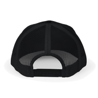 Back view of the black Richardson 112 Cap Small Graphic - Grey Rock and Salvation.