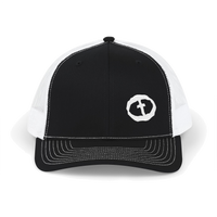 Front view of the black / white Richardson 112 Cap Small Graphic - White Rock and Salvation.