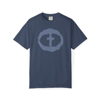 Front view of the midnight Men's Heavyweight Front Graphic Tee.
