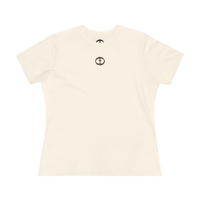 Front view of the natural Women’s Lightweight Cotton Tee - Center Graphic.