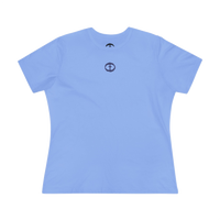 Front view of the carolina blue Women’s Lightweight Cotton Tee - Center Graphic.