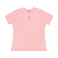 Front view of the pink Women’s Lightweight Cotton Tee - Center Graphic.