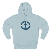 Front view of the blue mist Women's Medium Weight Hoodie - Front Graphic.