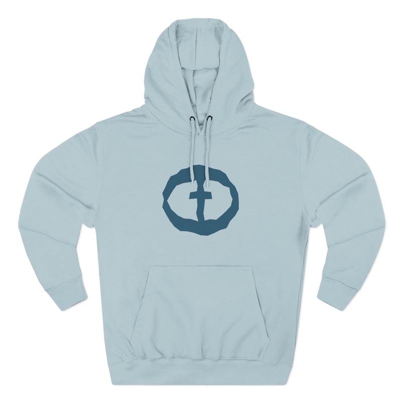 Front view of the blue mist Women's Medium Weight Hoodie - Front Graphic.