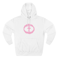 Front view of the white Women's Medium Weight Hoodie - Front Graphic.