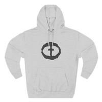 Front view of the heather grey Women's Medium Weight Hoodie - Front Graphic.