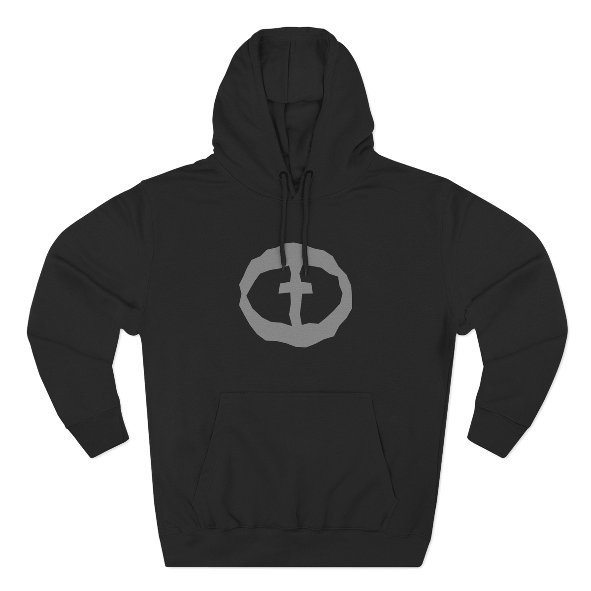 Front view of the black Women's Medium Weight Hoodie - Front Graphic.