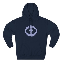 Front view of the navy Women's Medium Weight Hoodie - Front Graphic.