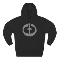 Front view of the black Men's Medium Weight Hoodie - Front Graphic.