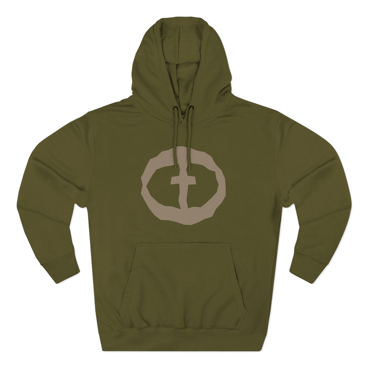 Front view of the army green Men's Medium Weight Hoodie - Front Graphic.