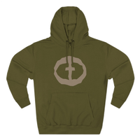 Front view of the army green Men's Medium Weight Hoodie - Front Graphic.