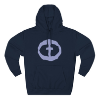 Front view of the navy Men's Medium Weight Hoodie - Front Graphic.