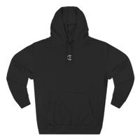 Front view of the black Women's Medium Weight Hoodie - Small Front Graphic.