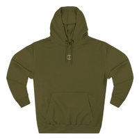 Front view of the army green Men's Medium Weight Hoodie - Small Front Graphic.