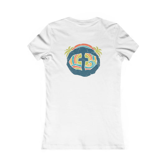 Summer Vibe Waves Women's Cotton Lightweight Tee - White