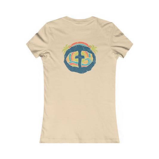 Summer Vibe Waves Women's Cotton Lightweight Tee - Cream
