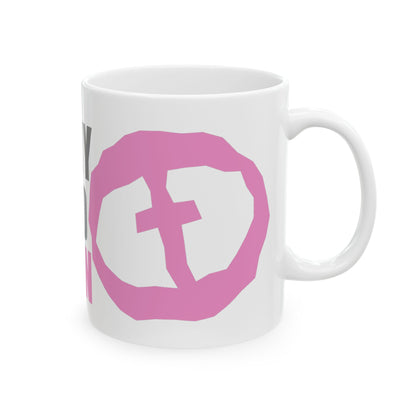White Rock and Salvation 11oz Mug with Pink and Grey Graphic