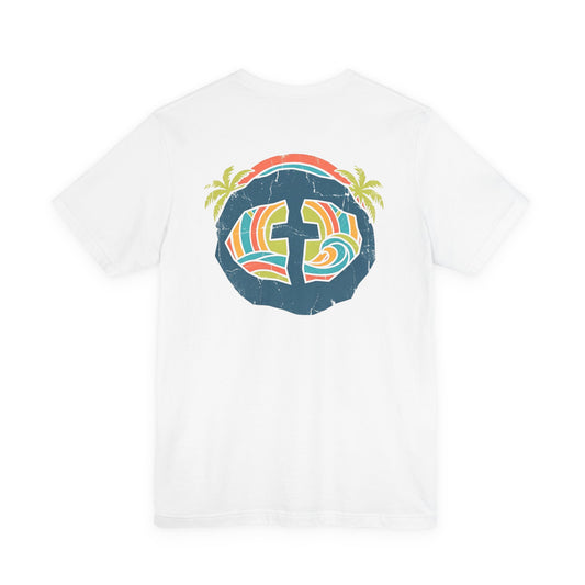Summer Vibe Waves Men's Cotton Lightweight Tee - White