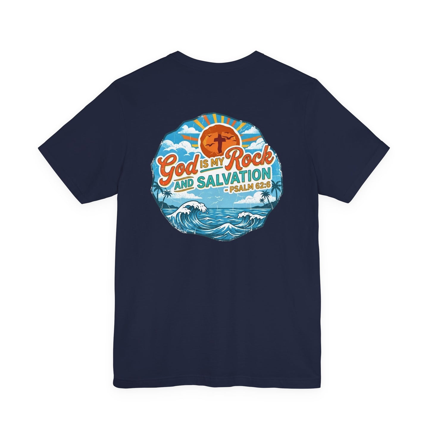 Waves and Palm Trees Men's Cotton Lightweight Tee - Navy