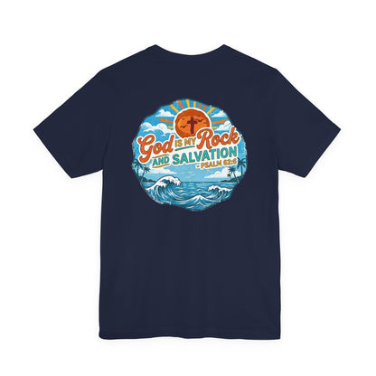 Waves and Palm Trees Men's Cotton Lightweight Tee - Navy