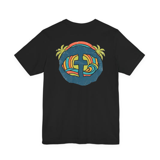 Summer Vibe Waves Men's Cotton Lightweight Tee - Black